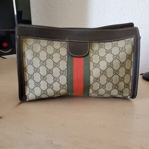 Vintage Gucci Parfums Monogram Cosmetic Bag 1970's